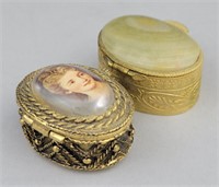2 Gold Tone Victorian Style Pill Boxes.