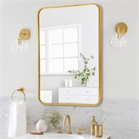 Gold Bathroom Mirror  20x30 Inch  Metal Frame