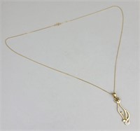 10K Gold & Diamond Cat Pendant Necklace.