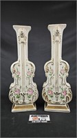 Pair of Safford Porcelain Violin-Shaped Vases