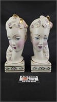 Pair of Porcelain Art Deco Lady Wall Vases