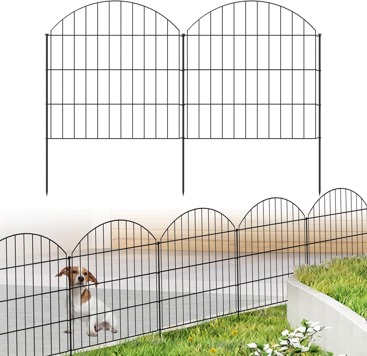 Metal Fence 28in(H)x11.7ft(L)  5 Panel Black