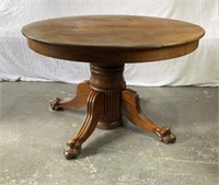 Antique Claw Foot Tiger Oak Dining Table