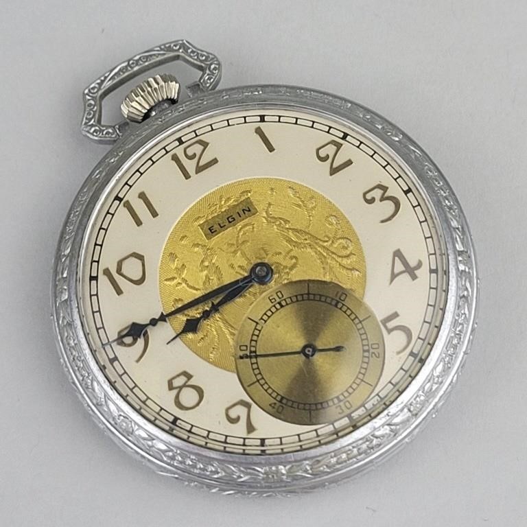 Vintage Elgin Two Tone Mechanical Pocket Watch.