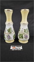 Pair of Charleton Decorated Milk Glass Vases
