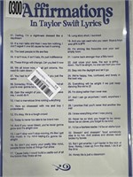 AFFIRMATIONS IN TAYLOR SWIFT LYRICS METAL SIGN