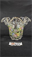 Fenton Glass Charleton Painted Lace Rim Bowl