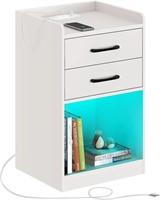 $70  Charging Nightstand with LED Lights  2 Drawer