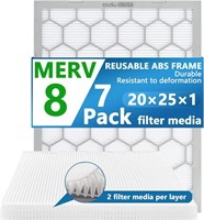 $43  20x25x1 MERV 8 Filter  7pk  19.75x24.750.75