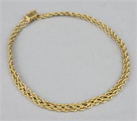 14K Gold Rope Chain Bracelet.