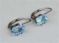 Sterling Silver & Aqua Stone Earrings.