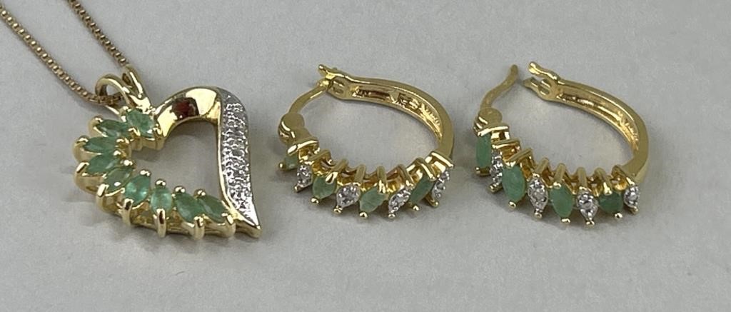 925 Gold Plated Sterling Earrings & Pendant.