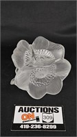 Lalique Frosted Crystal Anemone Candle Holder