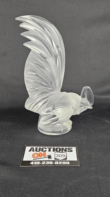 Lalique Crystal French Rooster Sculpture