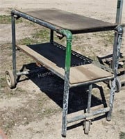 Portable work bench - metal frame, 2 shelves - 3 w