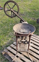 Antique forge with hand crank blower