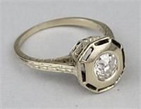 Victorian 14K White Gold & Diamond Ring.
