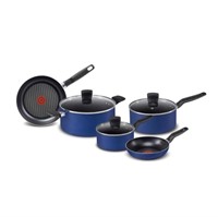 T-fal 8 piece Pots and Pans Cookware Set (Blue)