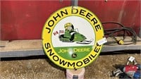 JD Round Metal Snowmobile Sign