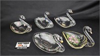 Charleton Decorated Glass Swan Dishes