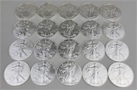 20 2021 1 Oz Fine Silver Eagle One Dollar Coins.