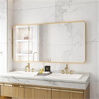 Beauty4U 60x30 Wall Mirror  Rounded Corner  Gold