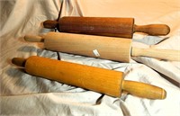 3 Vintage Wood Rolling Pins