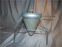 Antique Cone Strainer with Stand & Wood Pestle