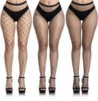 BUATY, 3 PACK OF BLACK FISHNET STOCKINGS, SIZE: S