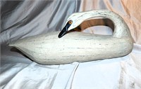 Vintage Hand Carved Wooden Swan 18" L