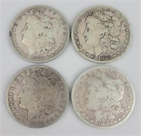 1880-O & 1880 (3) 90% Silver Morgan Dollars.