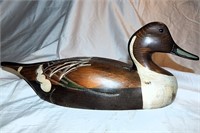 Vintage Signed Tom Taber Carved Wooden Duck Decoy