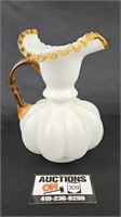 Fenton Milk Glass Gold Crest Melon Pitcher