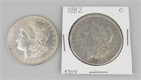 1882-O & 1882 90% Silver Morgan Dollars.