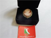 Amedeo 14K Gold Cameo Ring 4.9g Size 5 1/2