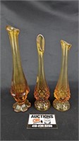 Fenton Amber Glass Vases