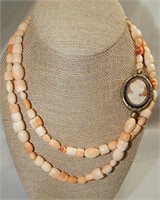 Carved Cameo Beaded Necklace