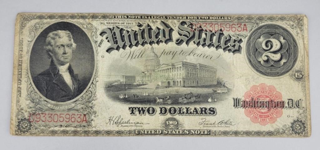 1917 $2 Legal Tender Lg Red Seal Note.