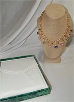 Gold Toned Bejeweled Suzanne Summers Necklace