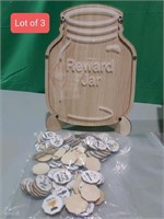 Lot of 3 - Token Trophy Reward Jar, 13" With Stand