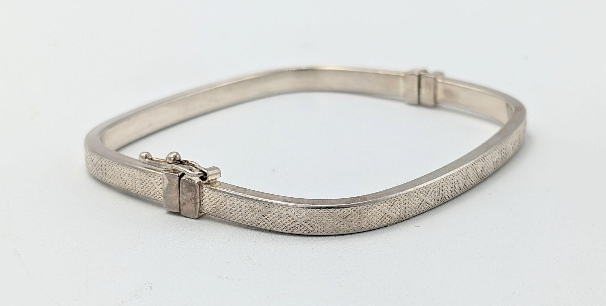 Sterling Thick Roman Squared Hinged Bangle 12 Gram