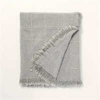 $40  Grid Stripes Bed Throw Gray - Hearth & Hand