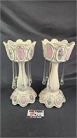 Victorian Charleton Porcelain Mantle Lustres