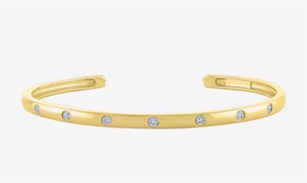 Diamond 14K Gold Over Silver Cuff Bracelet