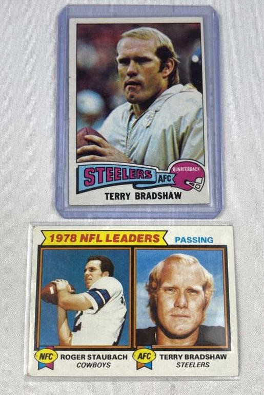 (2) 1975-79 Topps Terry Bradshaw/Staubach Cards