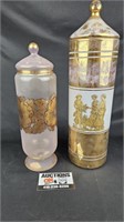Charleton Decorated Frosted Glass Jars w/Lids