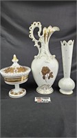 Charleton Decorated Glass Vases & Compote