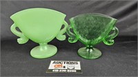 Fenton Vaseline & Jadeite Glass Vases