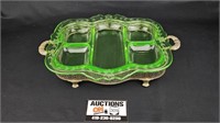 Etched Uranium Glass Divided Tray