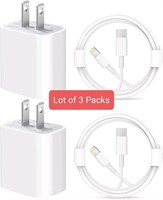 Lot of 3 Packs - 10' USB C to Lightning Charger wi